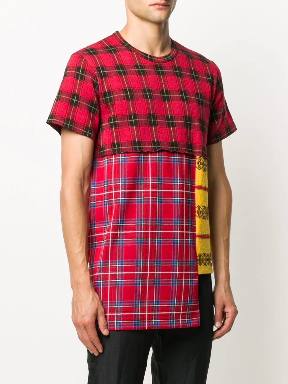 panelled check T-shirt - 3