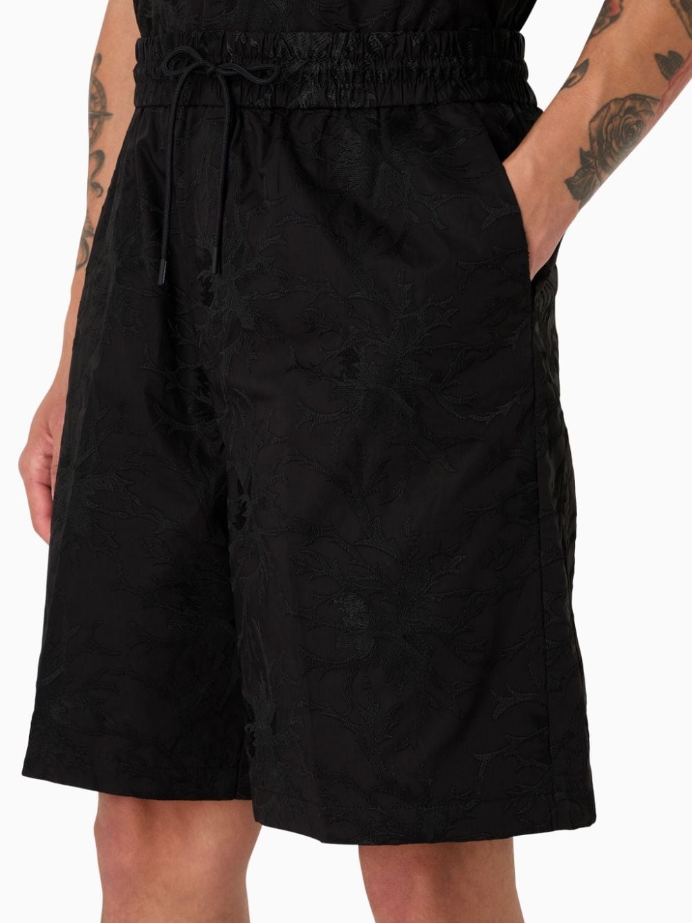 embroidered cotton track shorts - 4