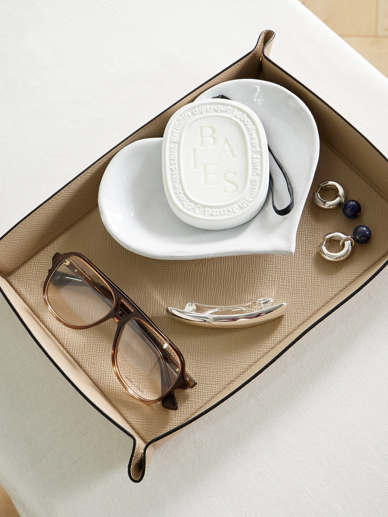 Smythson Panama Large Textured-leather Trinket Tray outlook