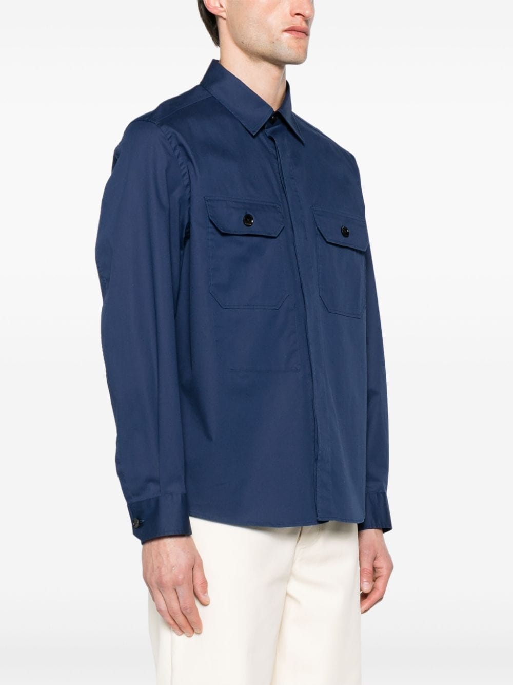 patch-pocket twill shirt - 3