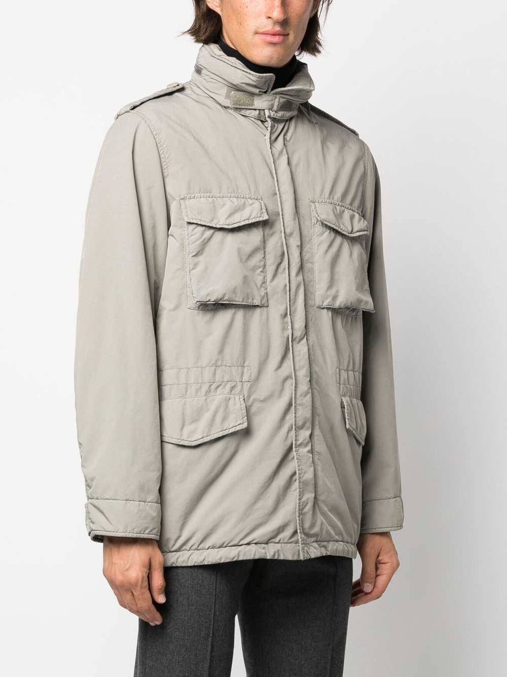 cargo-pocket hooded coat - 3