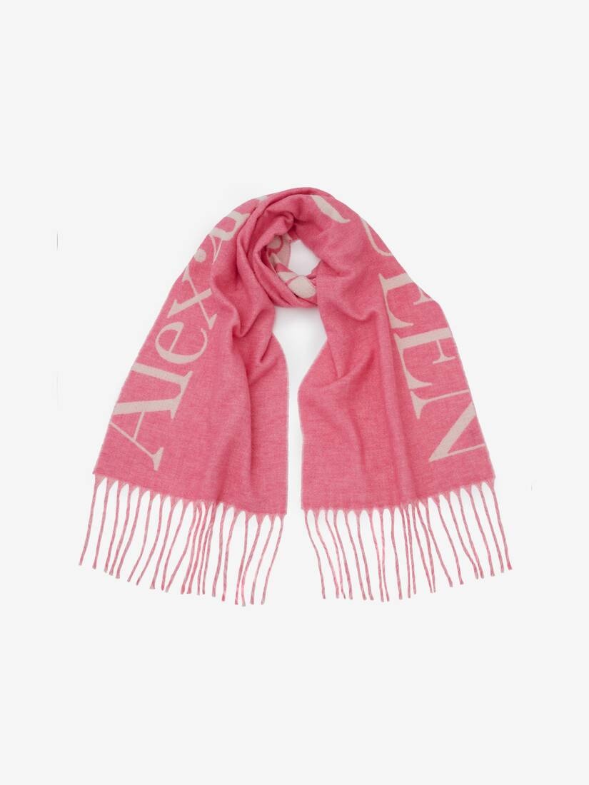 Cosy Giant Alexander Mcqueen Scarf in Fuxia/ivory - 2