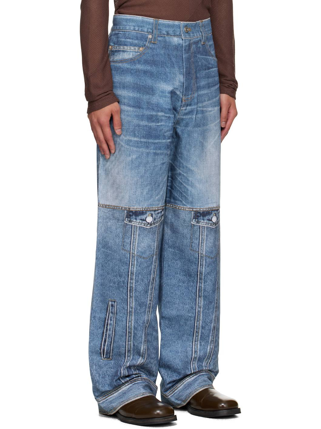Blue Printed Jeans - 2