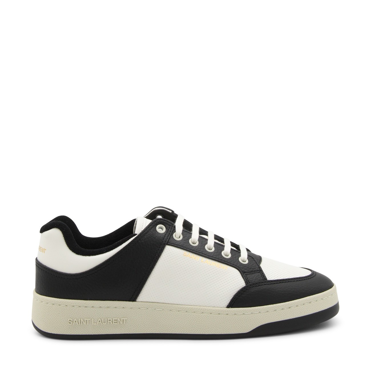 black and white leather sneakers - 1