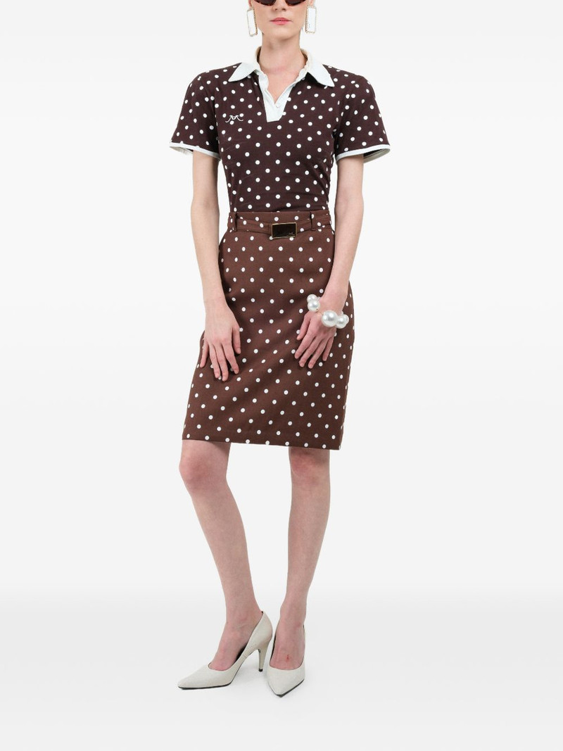 ROWEN ROSE polka-dots belted midi skirt outlook