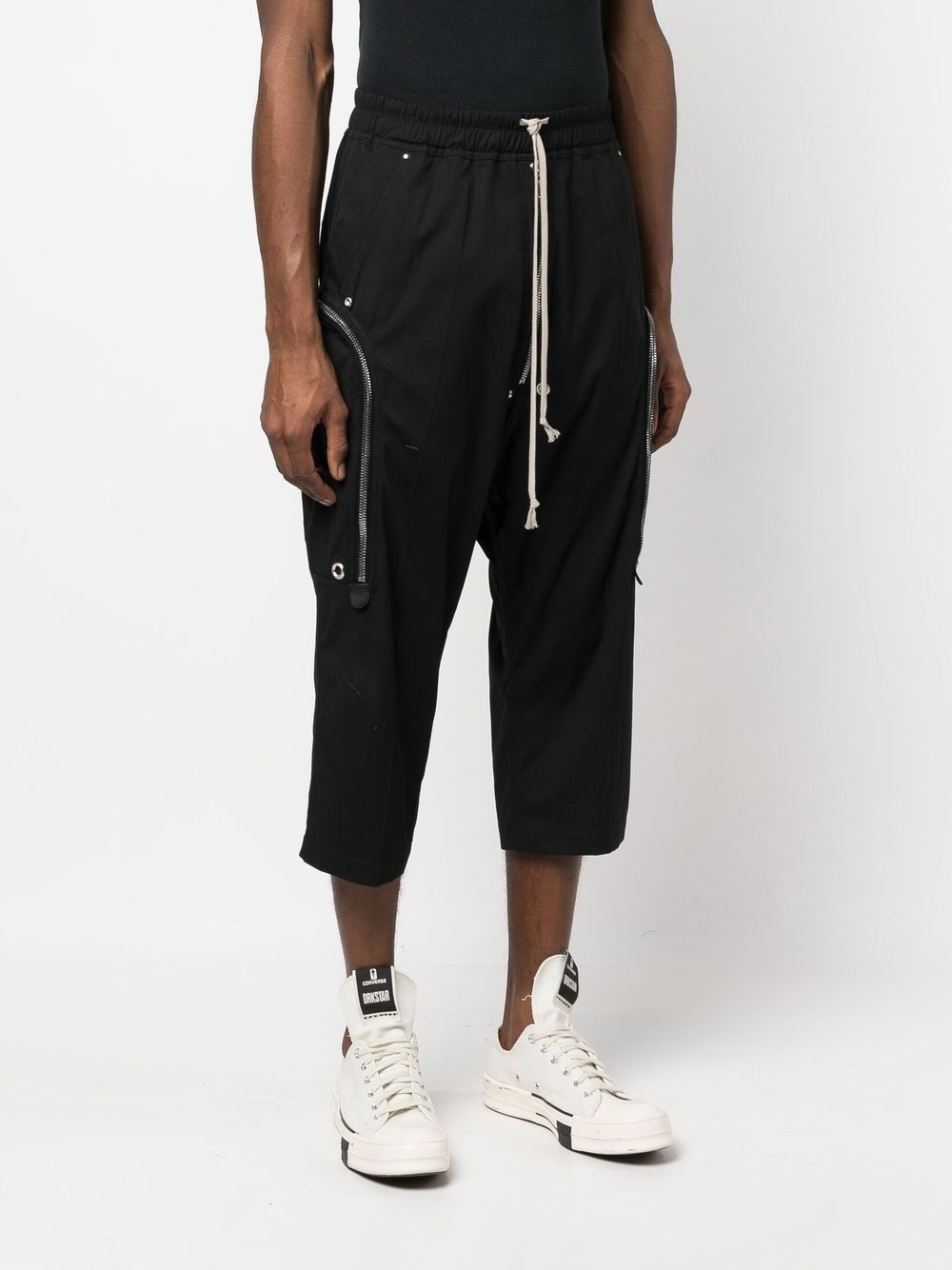 cropped drawstring-waist trousers - 3