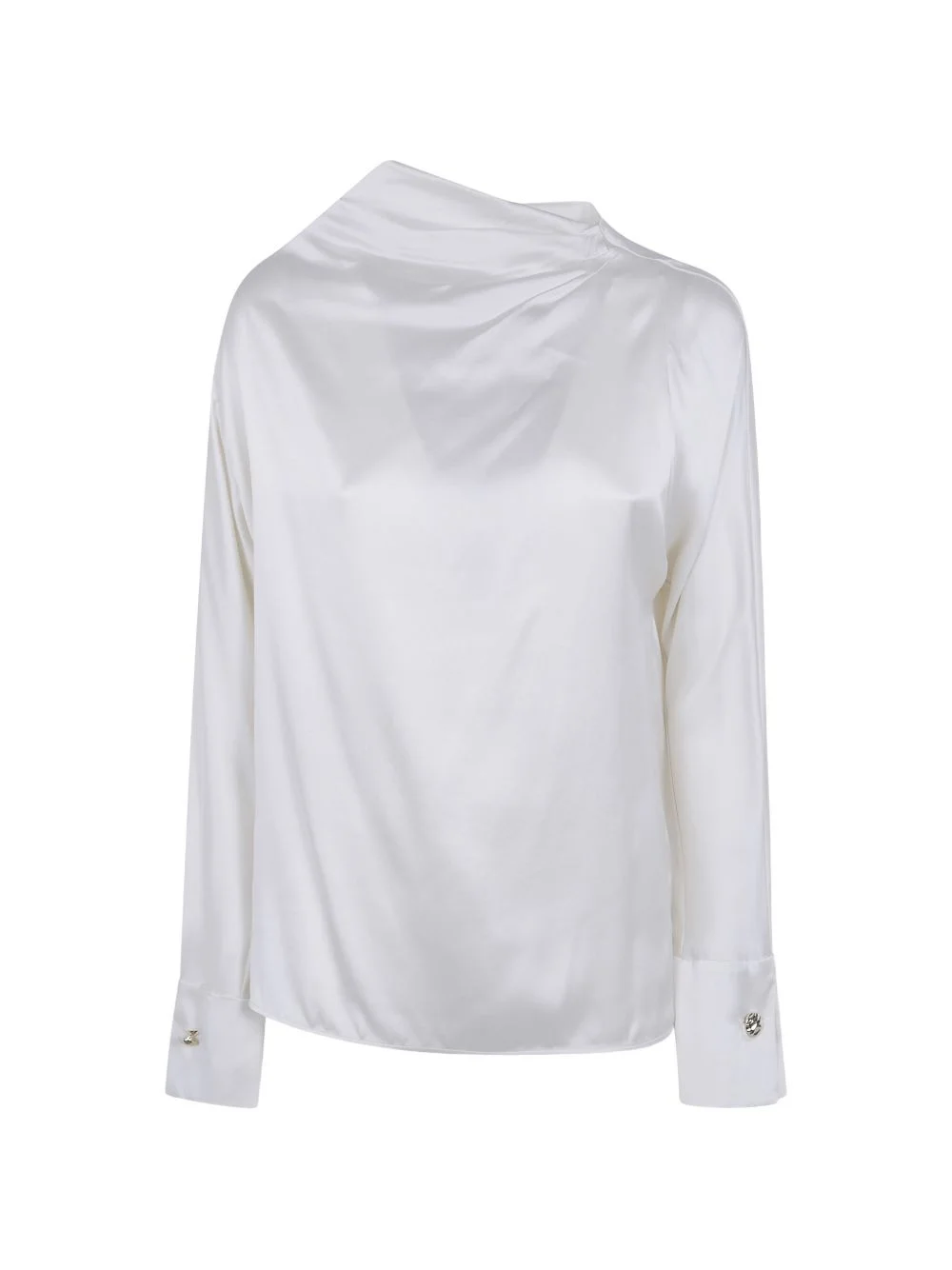 draped-neck silk shirt - 1