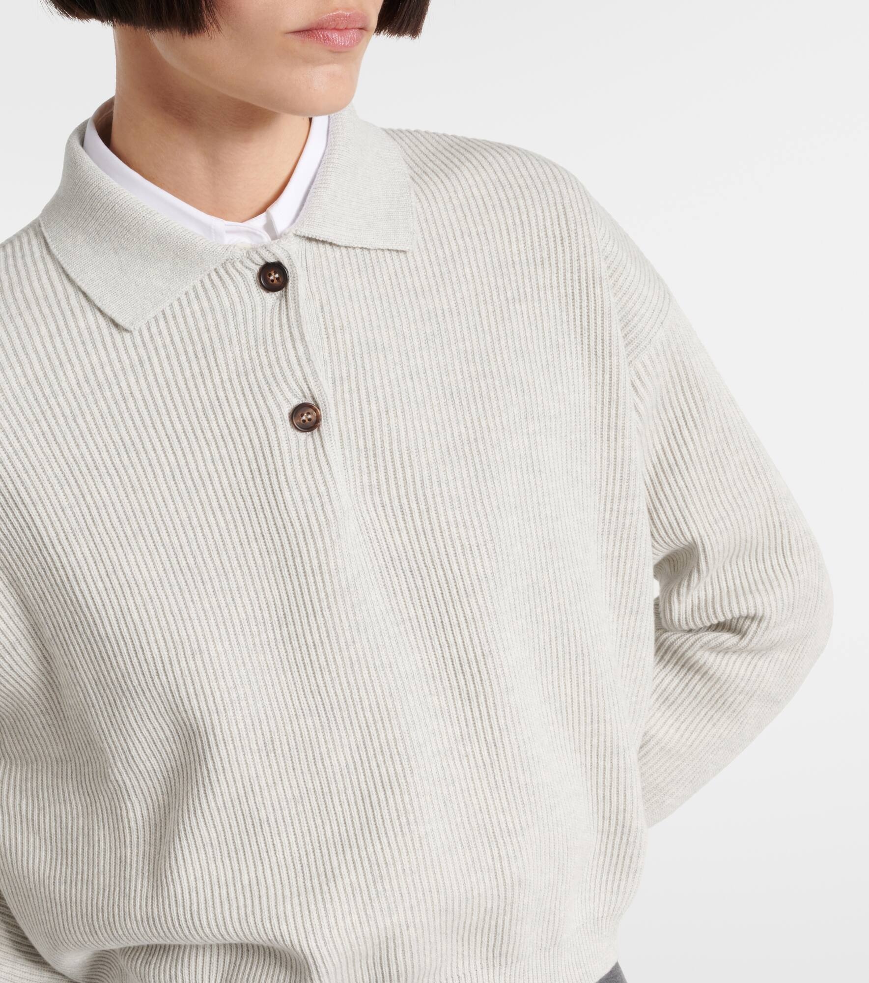 Ribbed-knit cotton polo sweater - 4