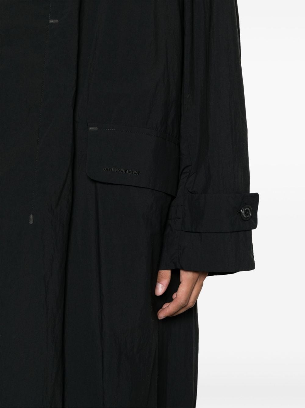classic-collar long coat - 5