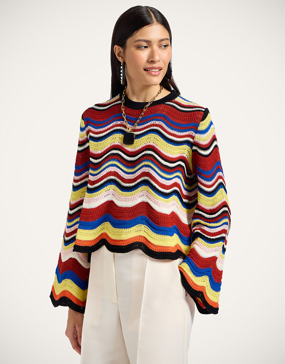 Chevron Crop Sweater - 2