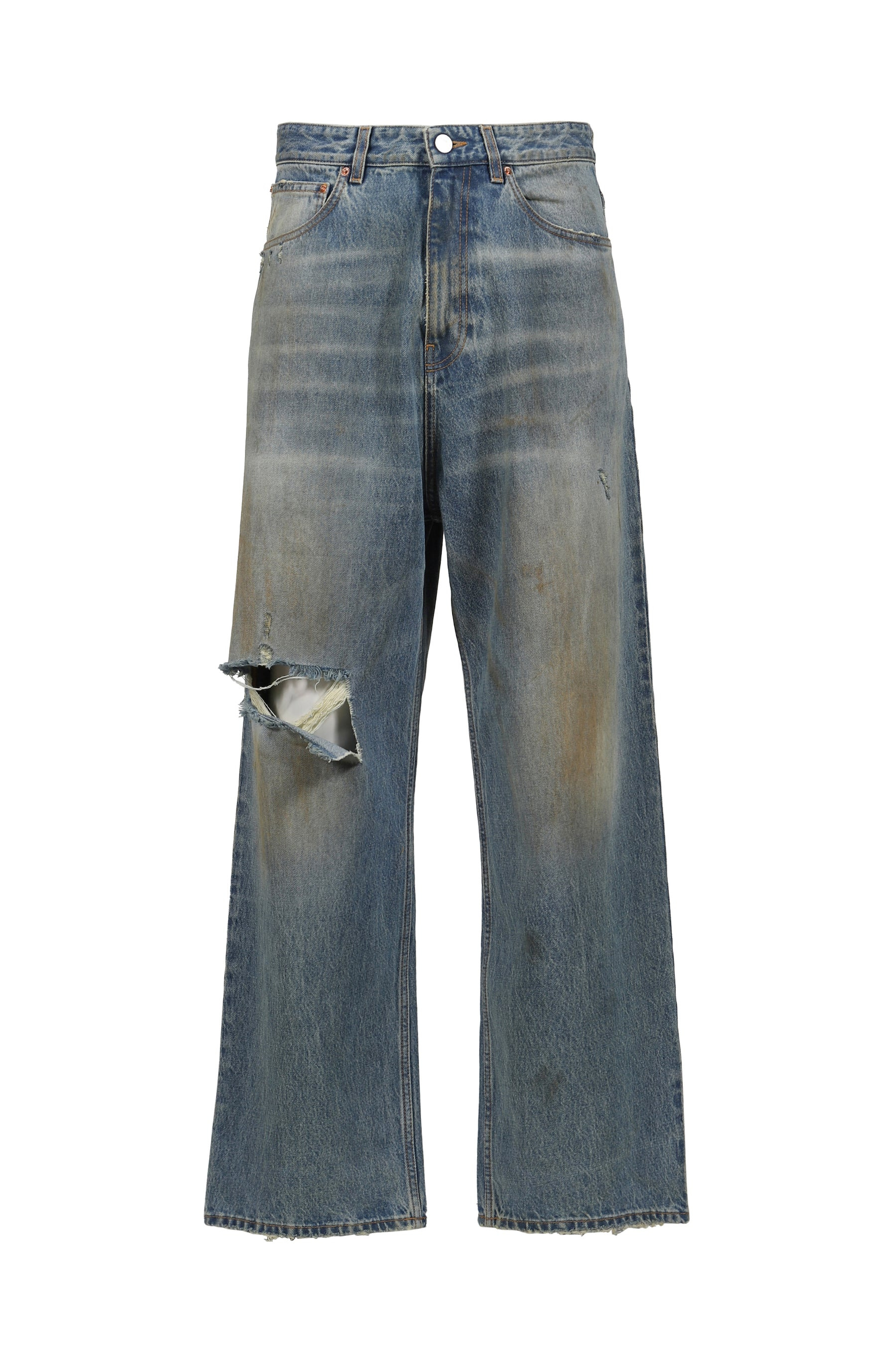 DISTRESSED BAGGY JEANS / DISTRESSED LT. BLU - 5