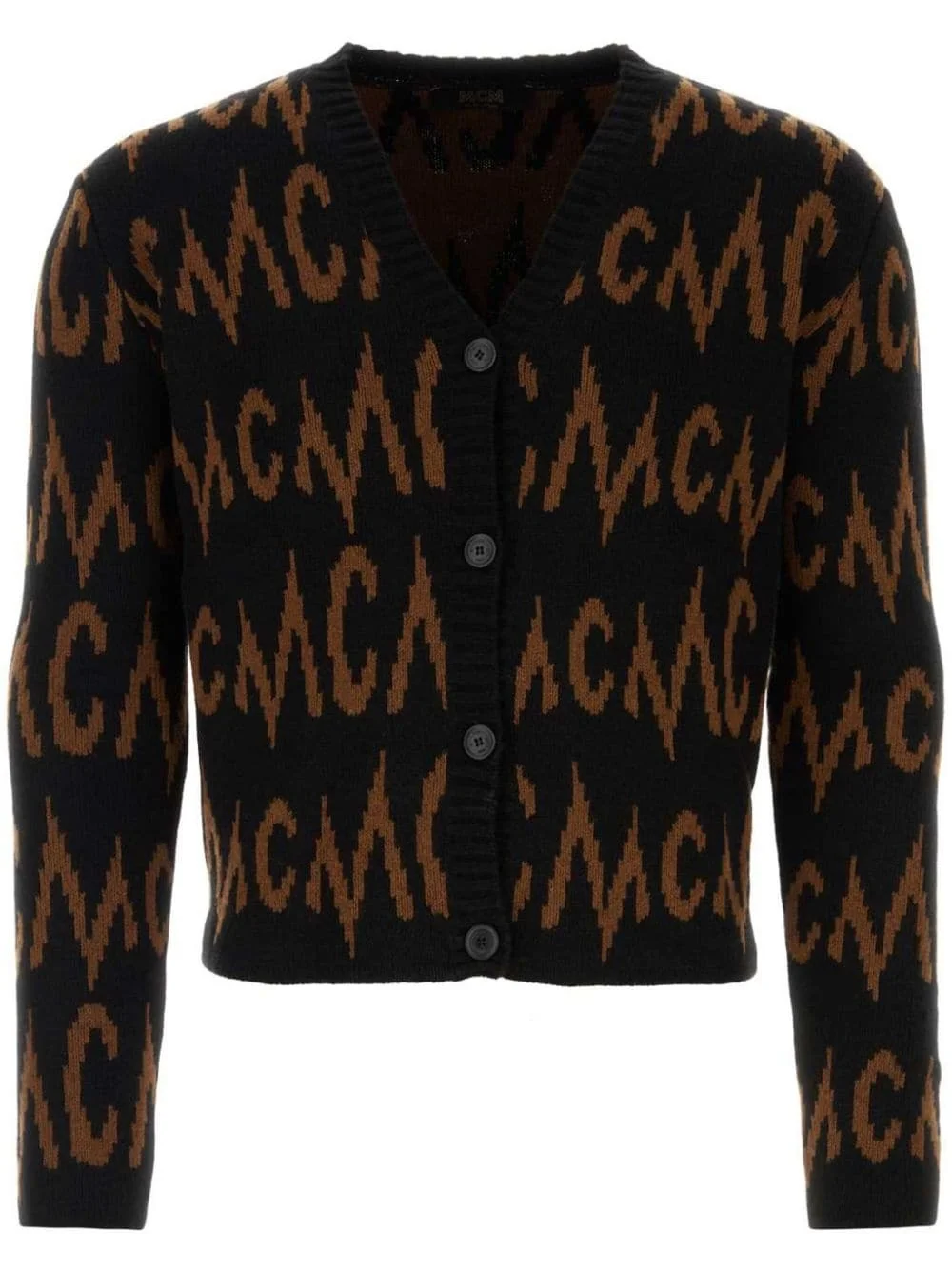 intarsia-knit logo cardigan - 1