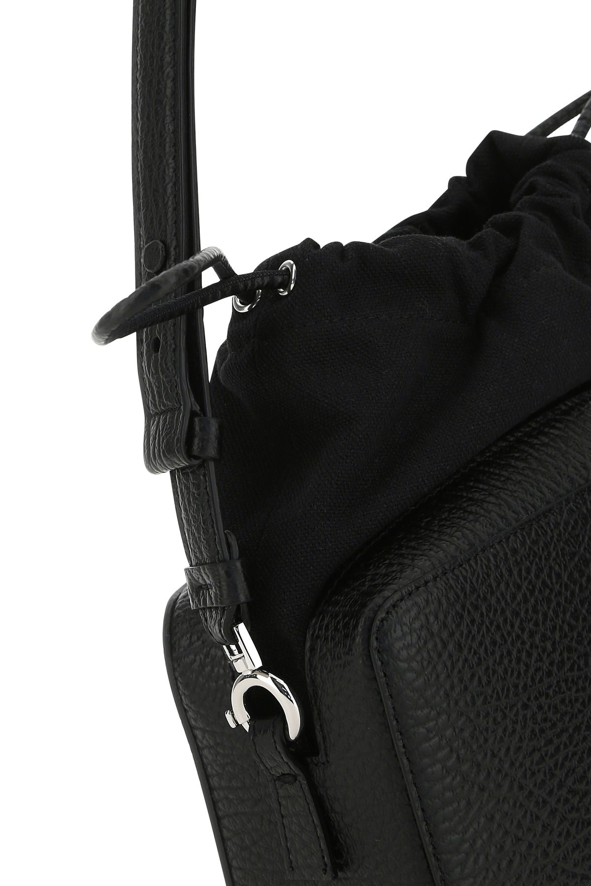 Black leather and fabric 5AC bucket bag - 4