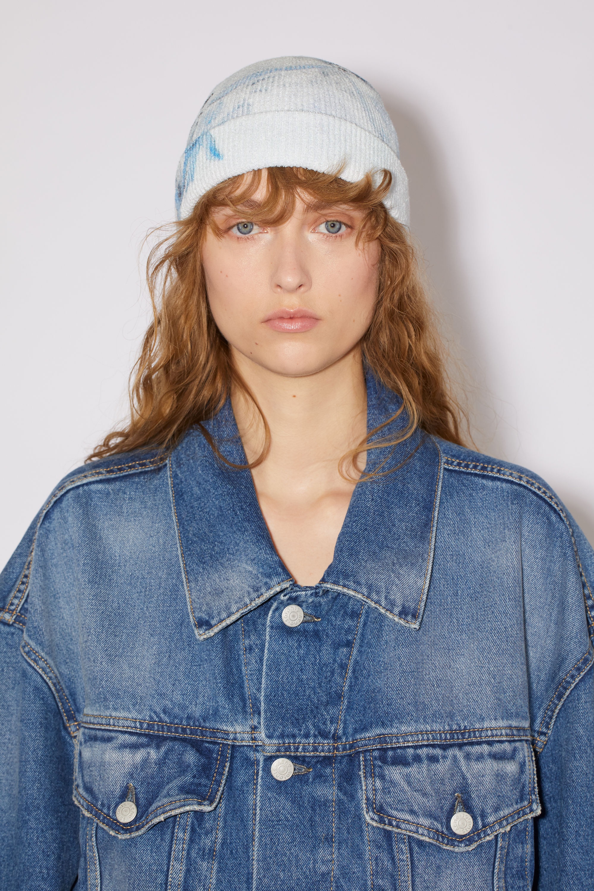 Printed knit beanie - Off white - 2