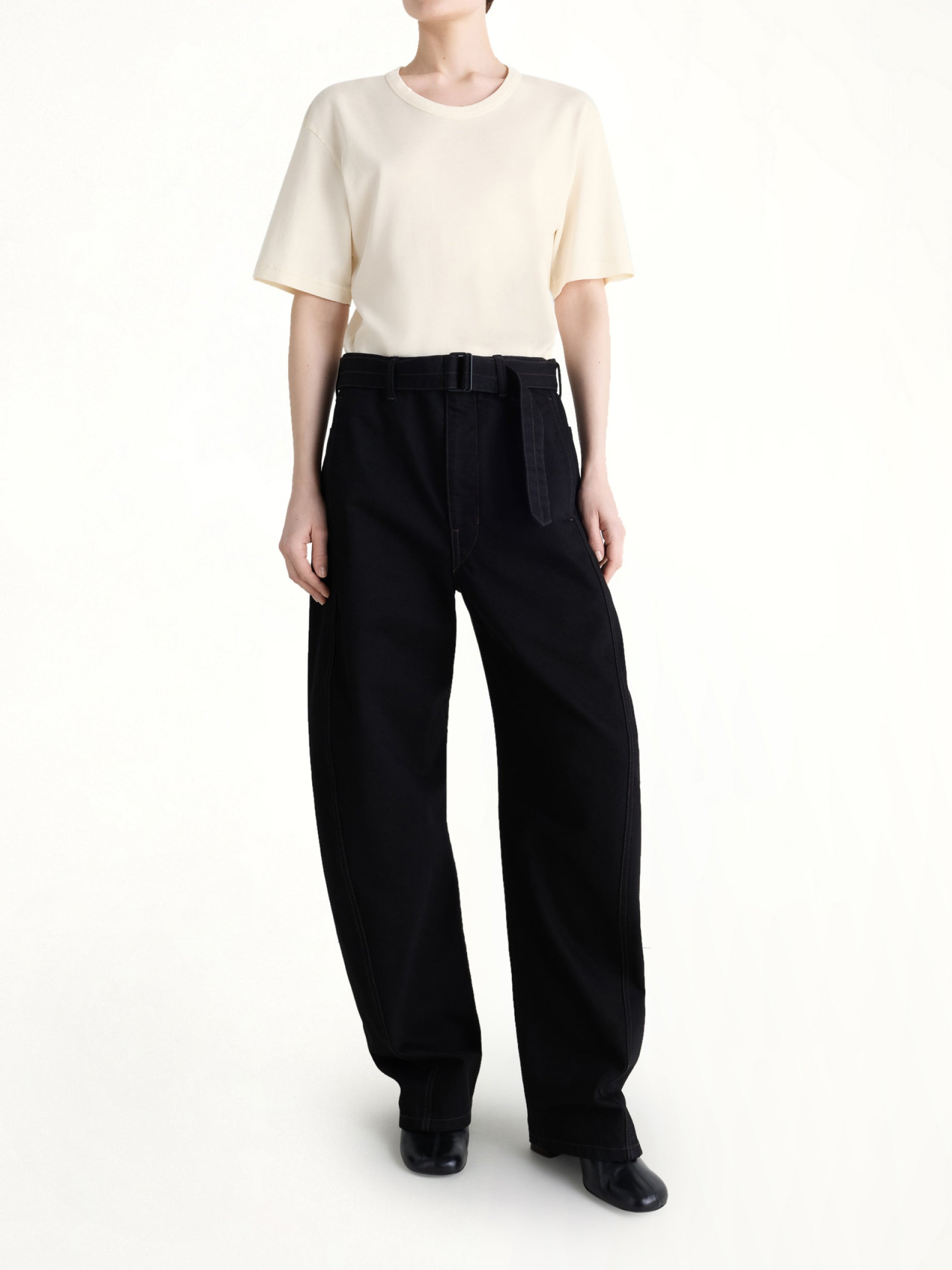 Rib SS T-Shirt in Light Cream - 4