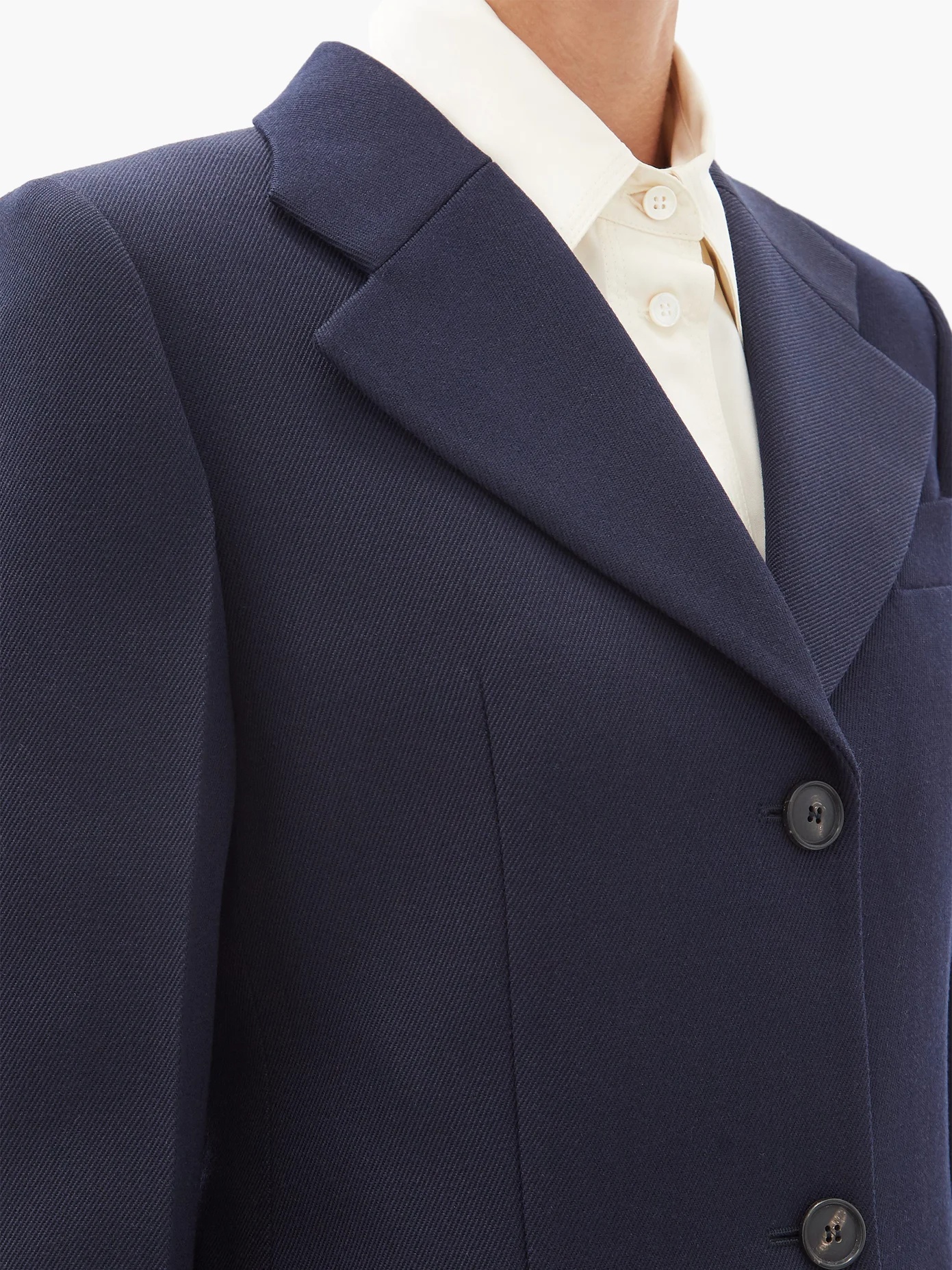 Single-breasted wool-twill jacket - 4