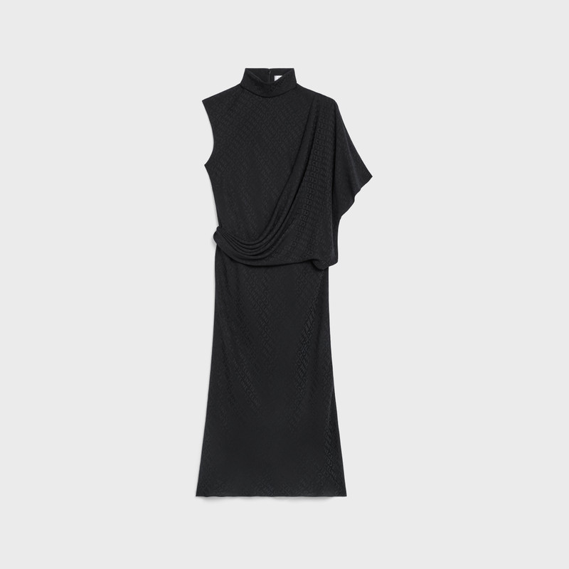 Loose draped dress in matte and shiny Silk 1