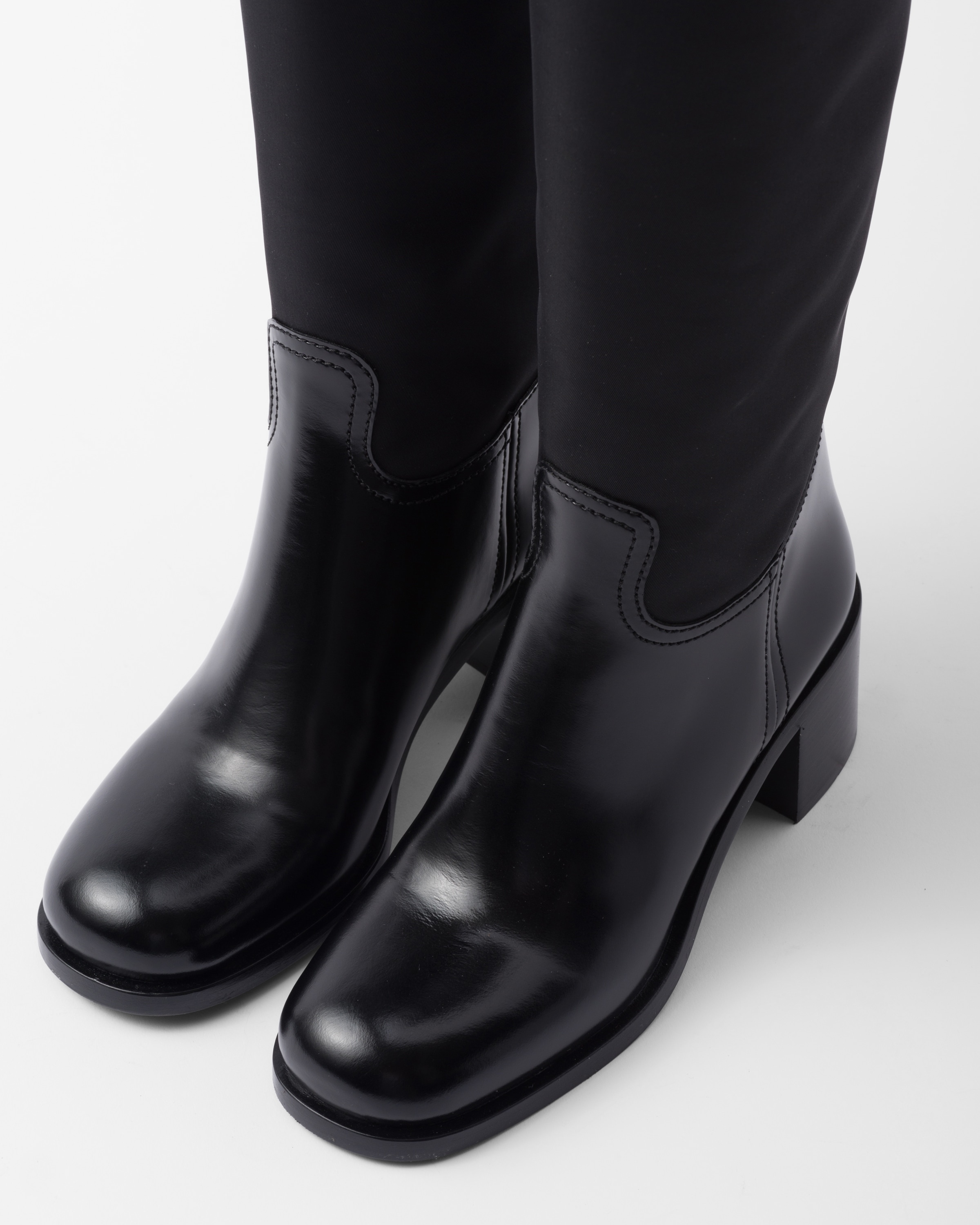 Brushed leather and Re-Nylon boots - 6