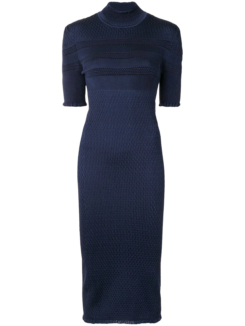 textured-finish fitted silk dress - 1