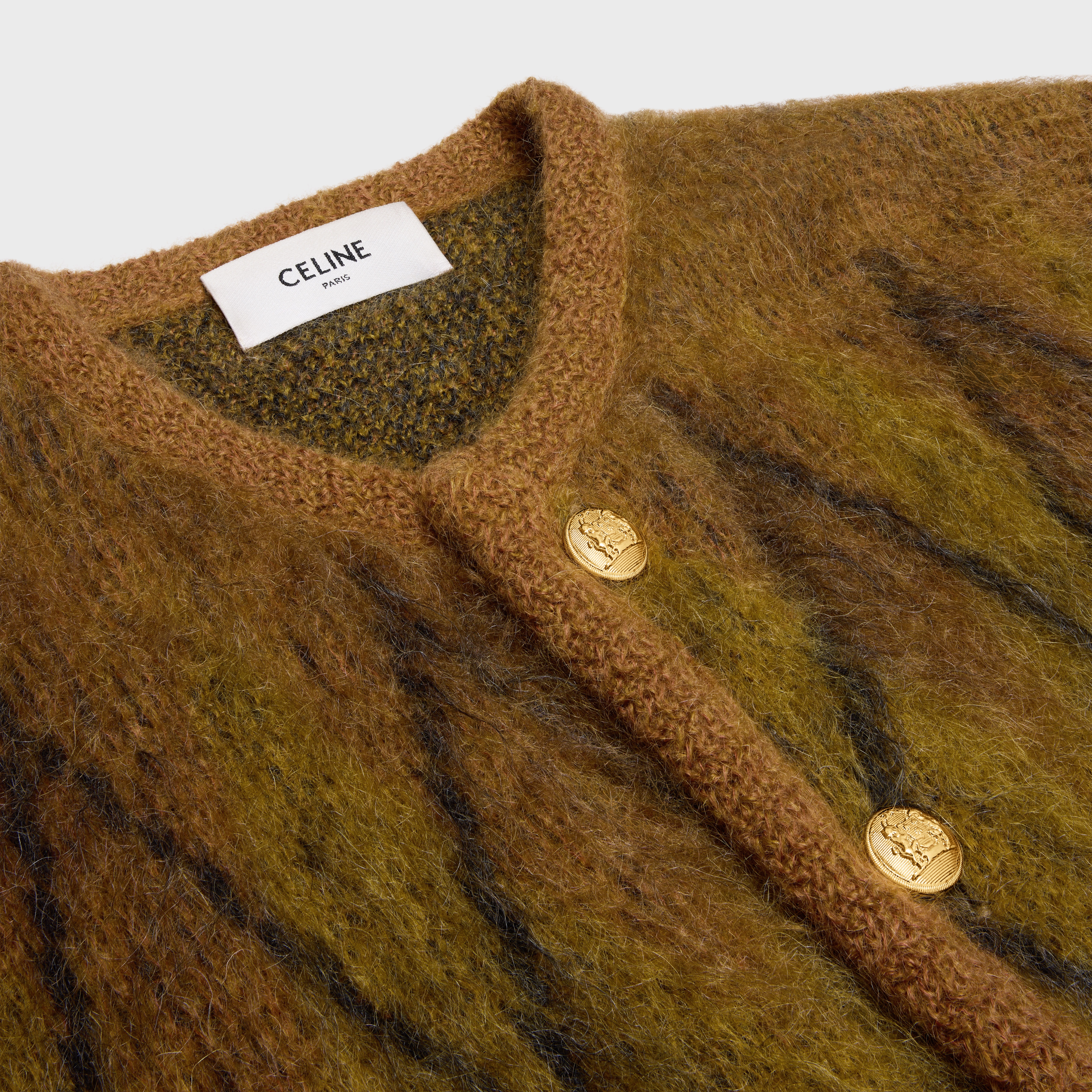 cardigan jacket in brushed argyle mohair - 3