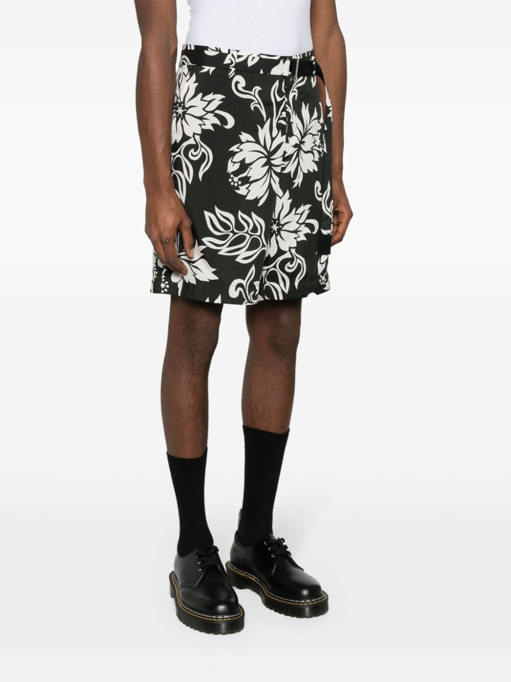 floral-print poplin shorts - 3