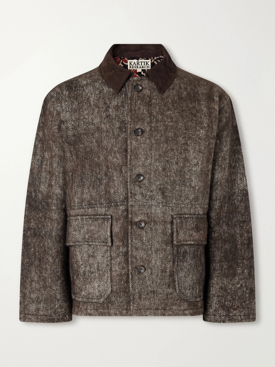 Suede-Trimmed Yak and Silk-Blend Twill Jacket - 1