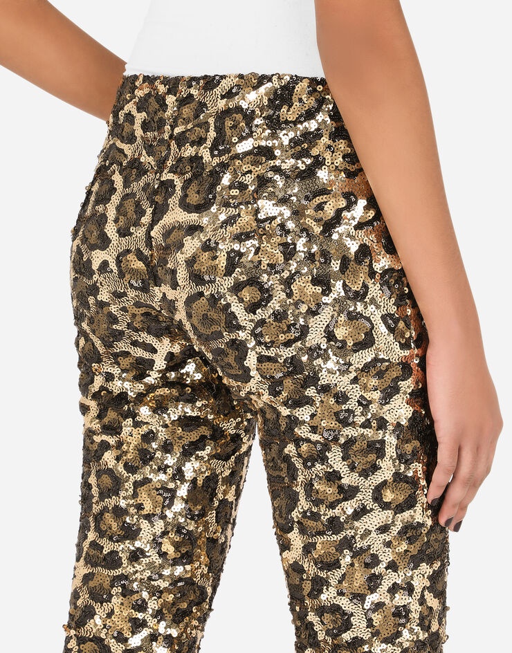 Sequined leopard-design pants - 5