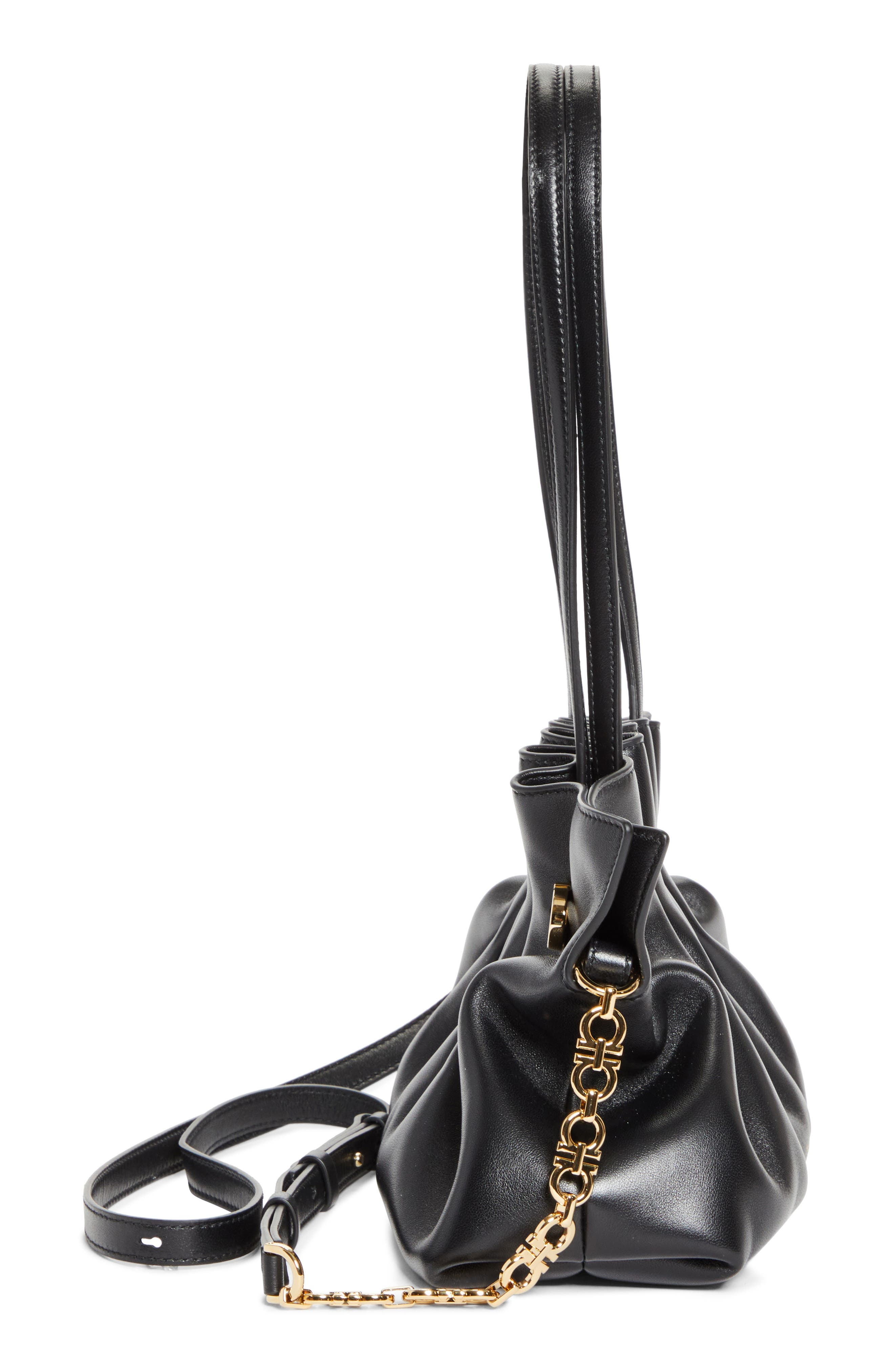 FERRAGAMO Small Gancio Piercing Soft Leather Shoulder Bag in Nero at Nordstrom - 6
