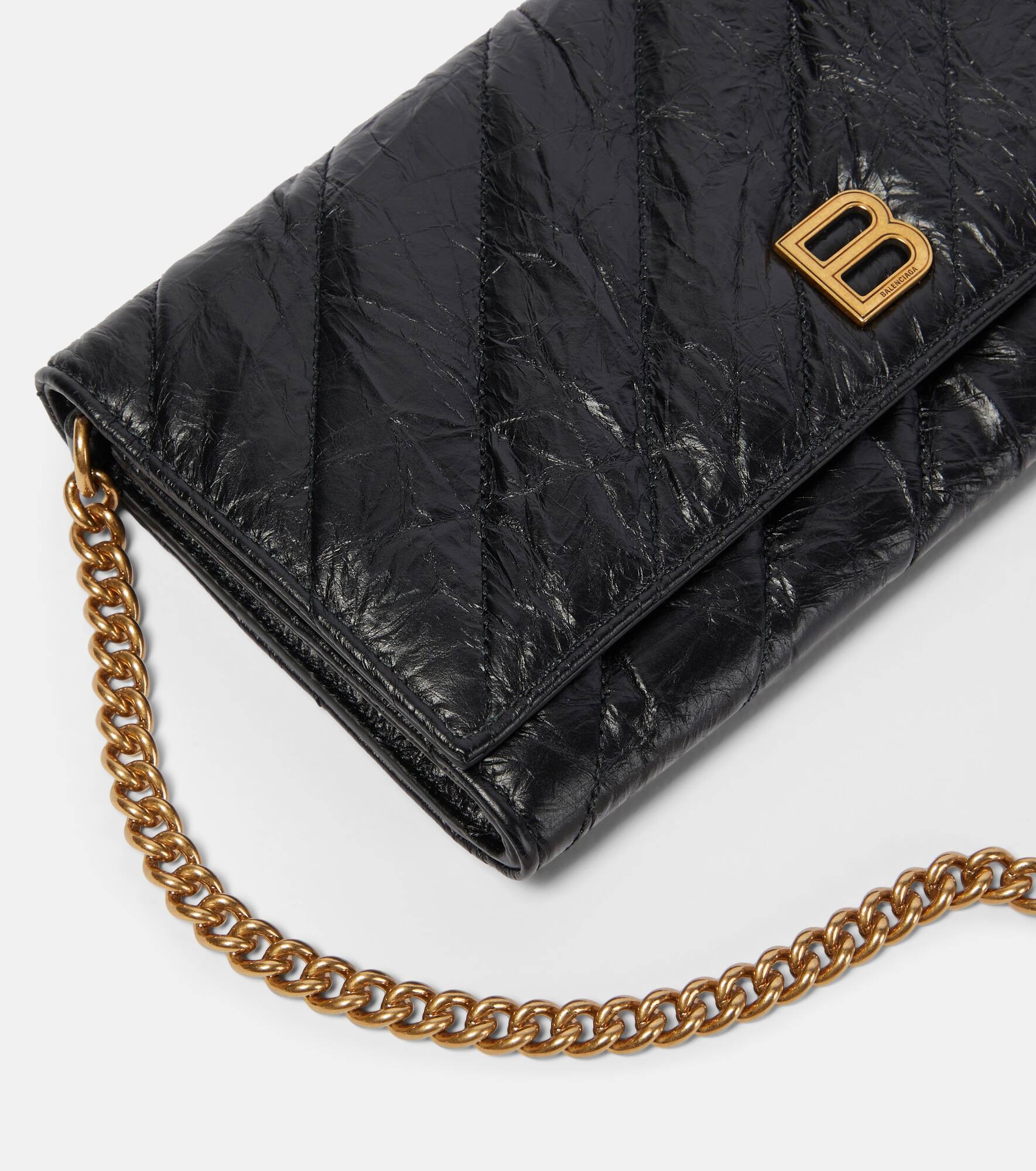 Crush quilted leather wallet on chain - 6