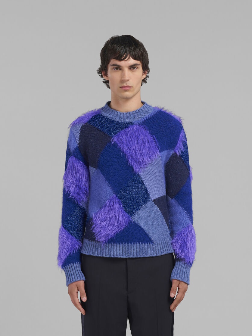 BLUE RHOMBUS JUMPER WITH RHOMBUS INTARSIA - 2