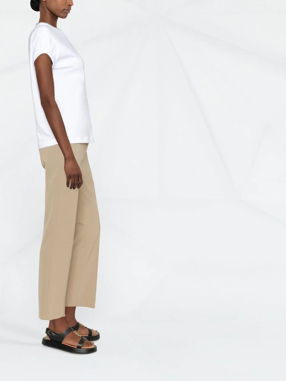 chain-trim round-neck T-shirt - 4