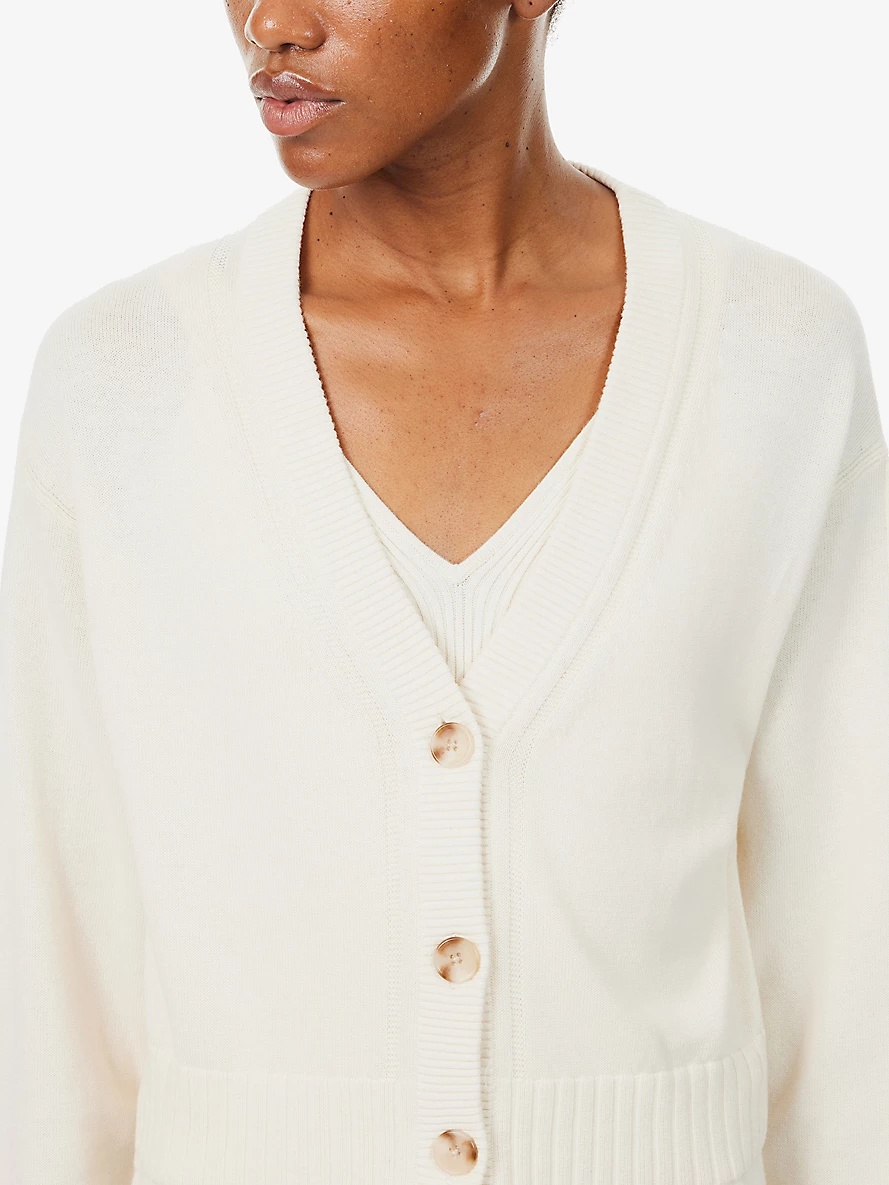 V-neck relaxed-fit cotton and cashmere cardigan - 5