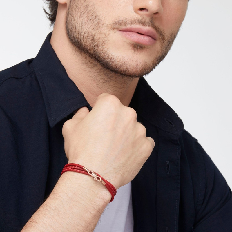 Rose Gold & Leather Cord Nodo Bracelet 4