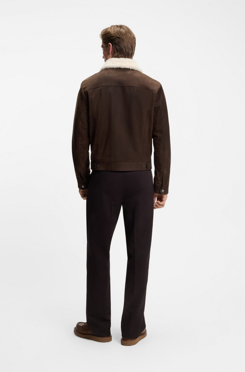 BECKHAM X BOSS LEATHER JACKET WITH FUR COLLAR 5