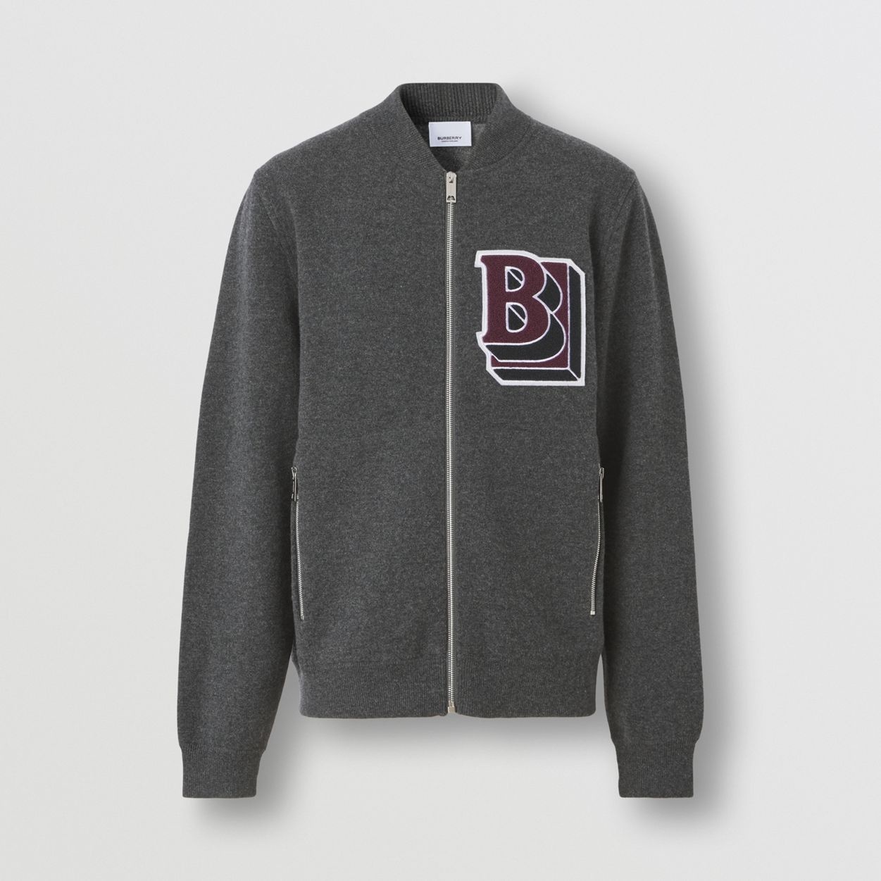 Letter Graphic Wool Cashmere Blend Bomber Jacket - 1