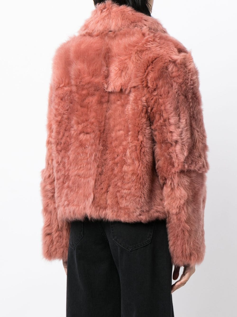 cropped shearling leather jacket - 4