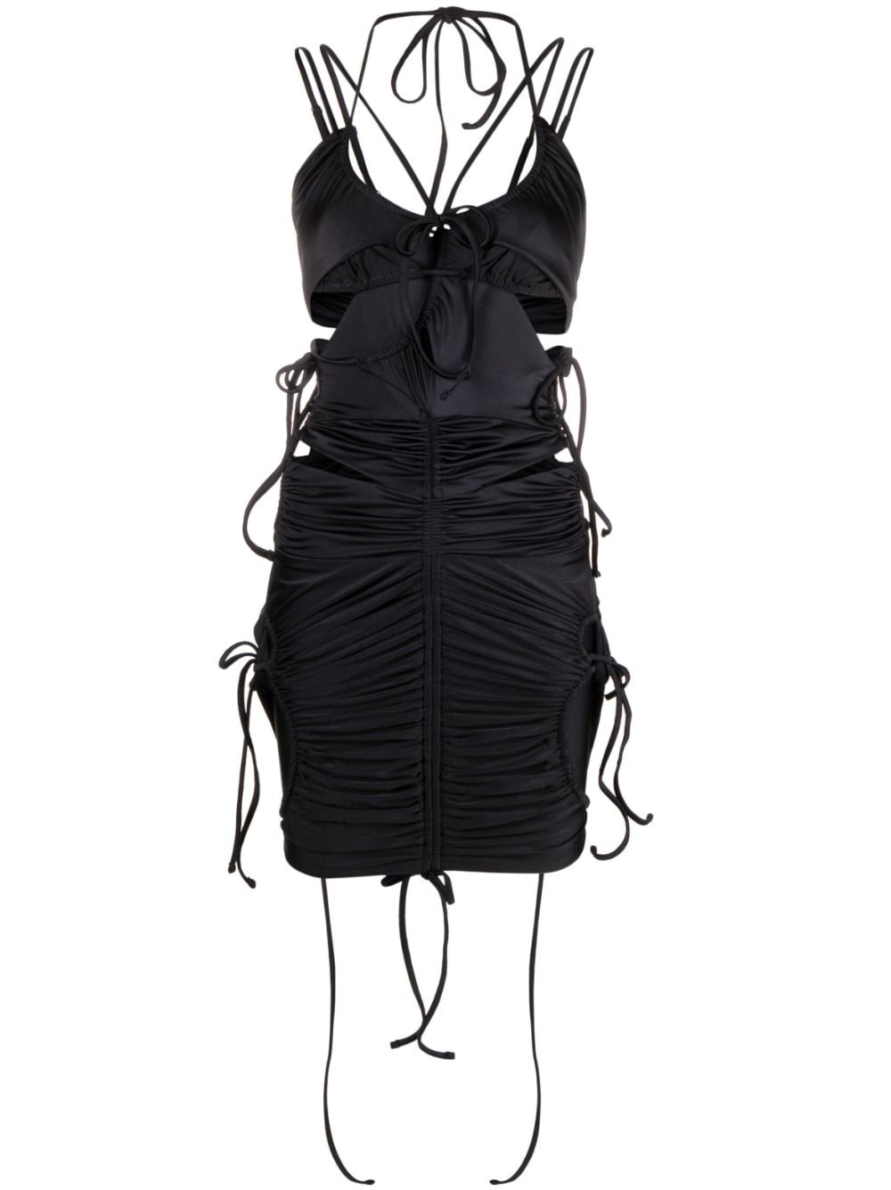 bikini-detail ruched minidress - 1