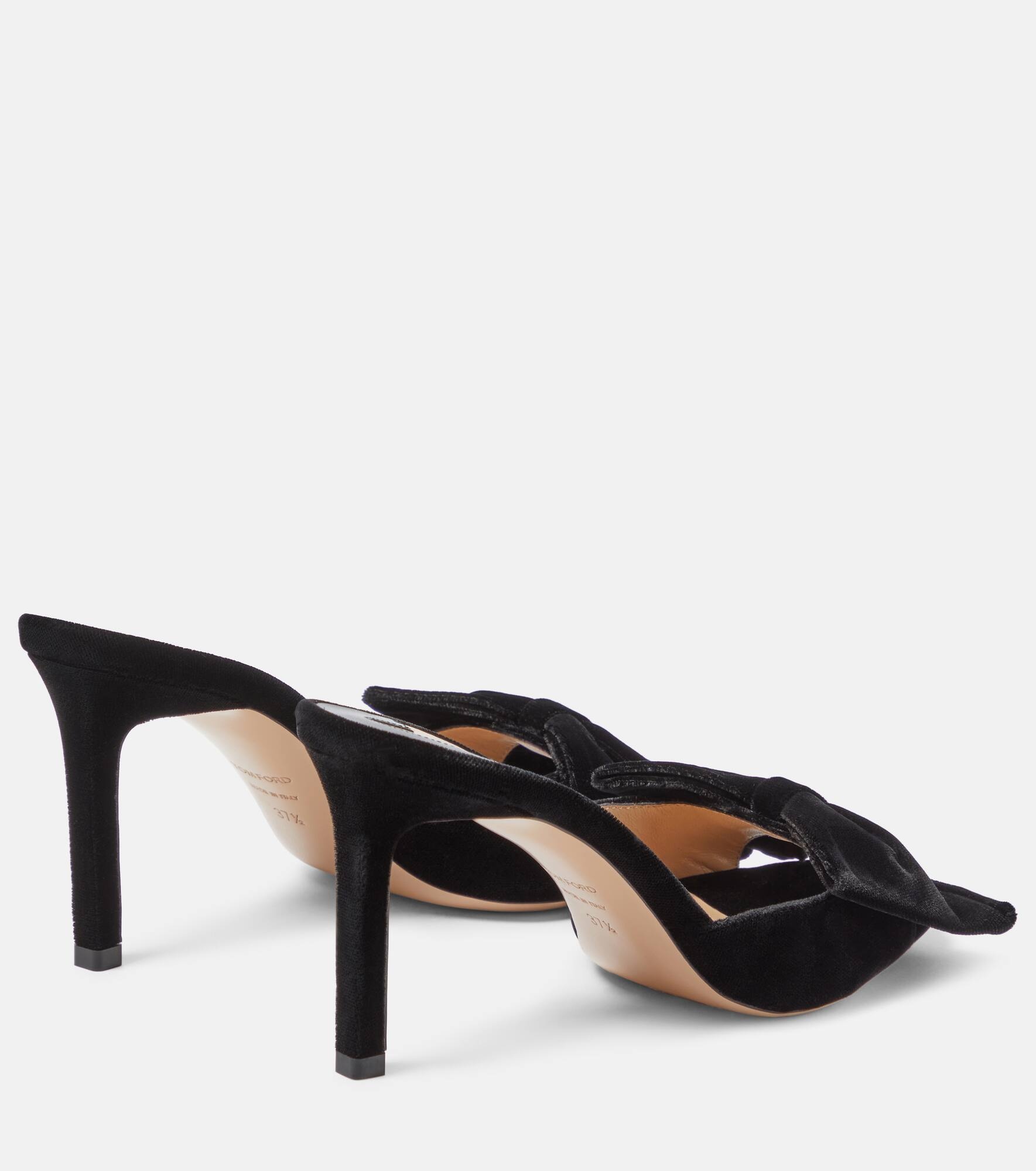 Brigitte 85 bow-detail velvet mule - 3