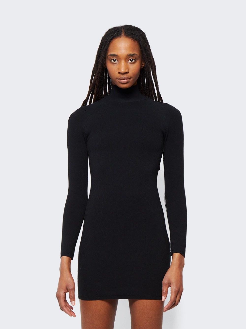 Bodycon Turtleneck Logo Dress Black - 3