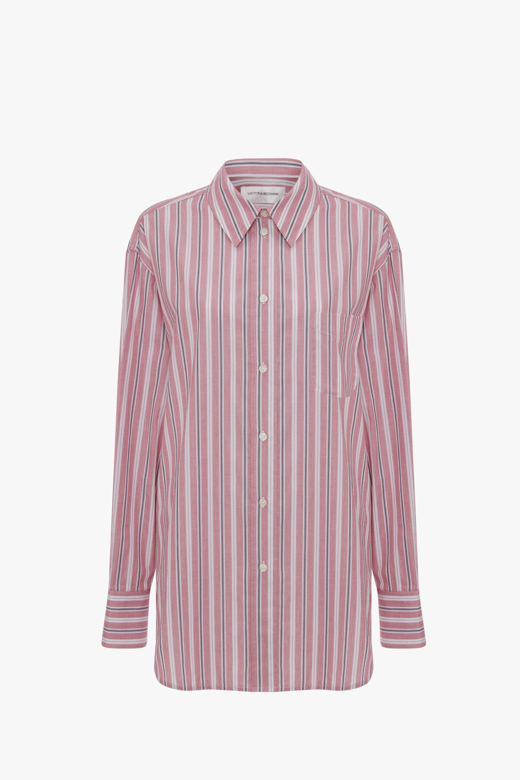Oversized Shirt in Pink Stripe - 1