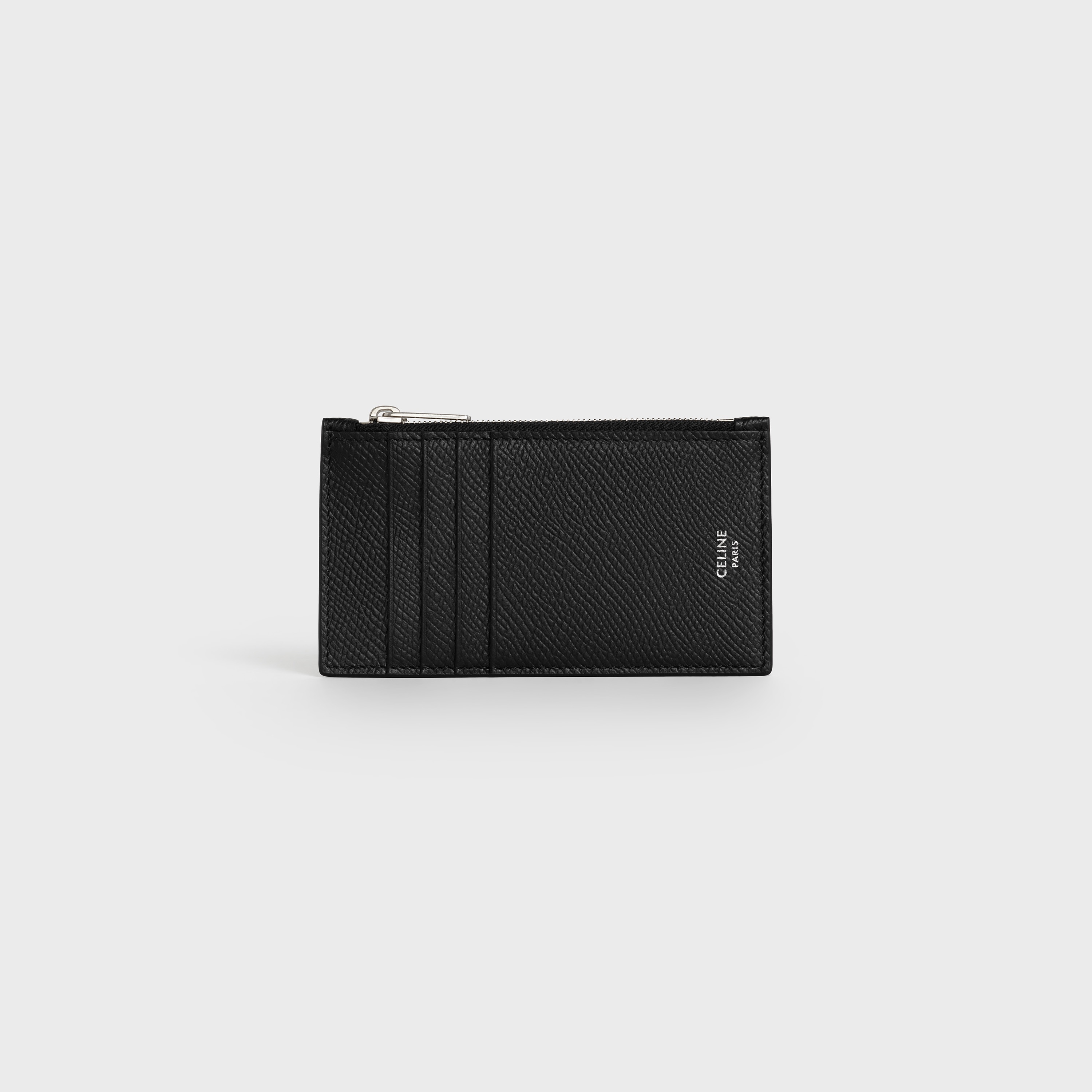 Zipped compact card holder in Grained calfskin - 1