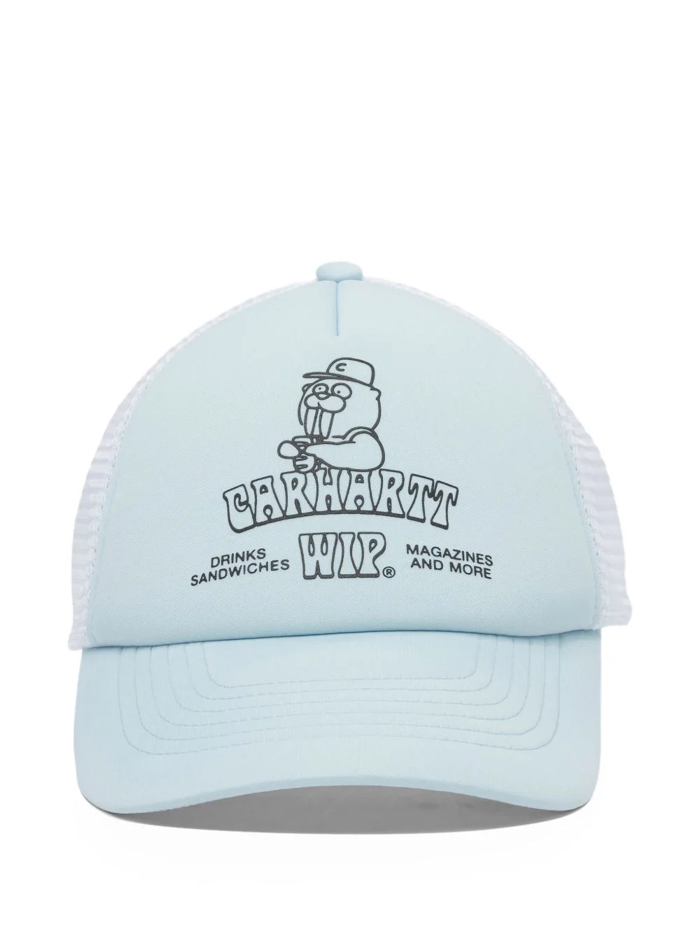 Sandwich graphic-print mesh-panel trucker cap - 1