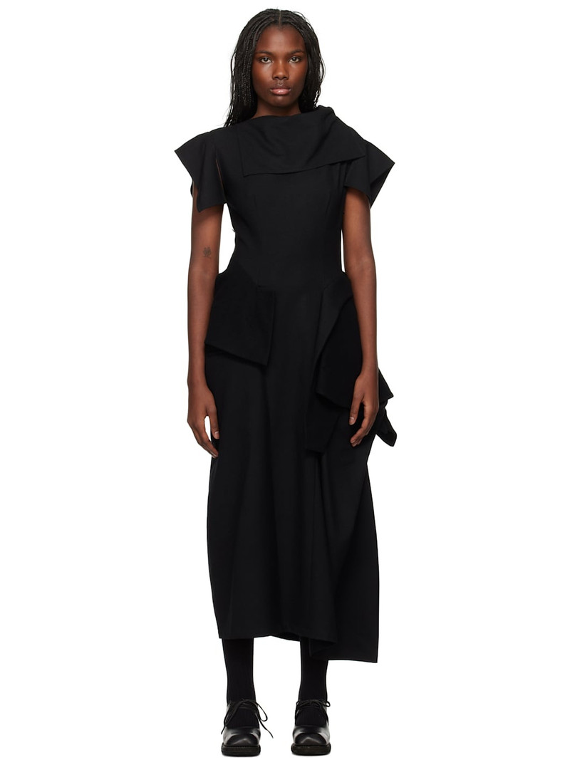 Black Asymmetry Sleeveless Dress 1