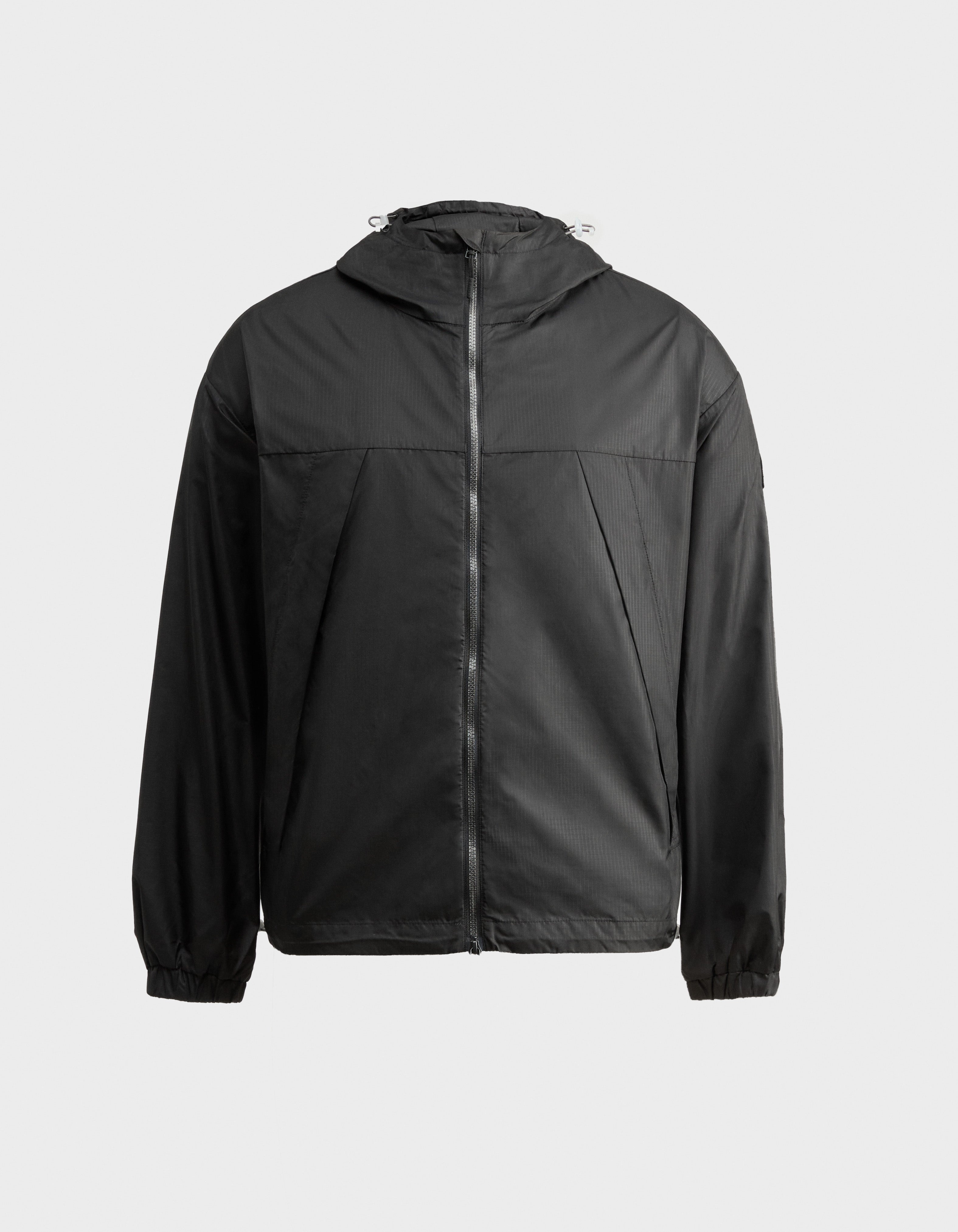 Langley Windbreaker with hood in Black Ripstop - 1