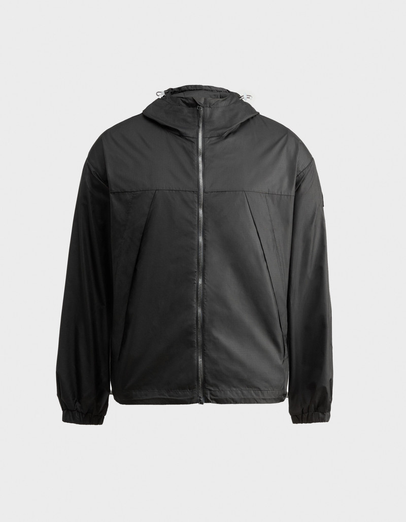 Langley Windbreaker with hood in Black Ripstop 1