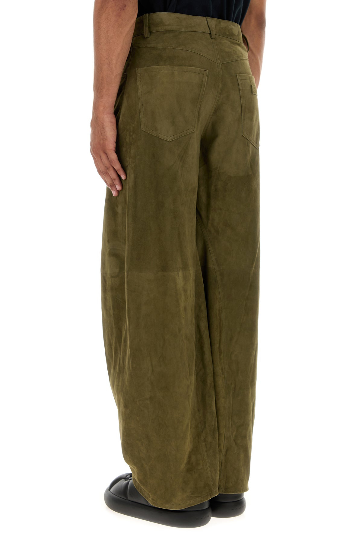 Olive green suede pant - 4
