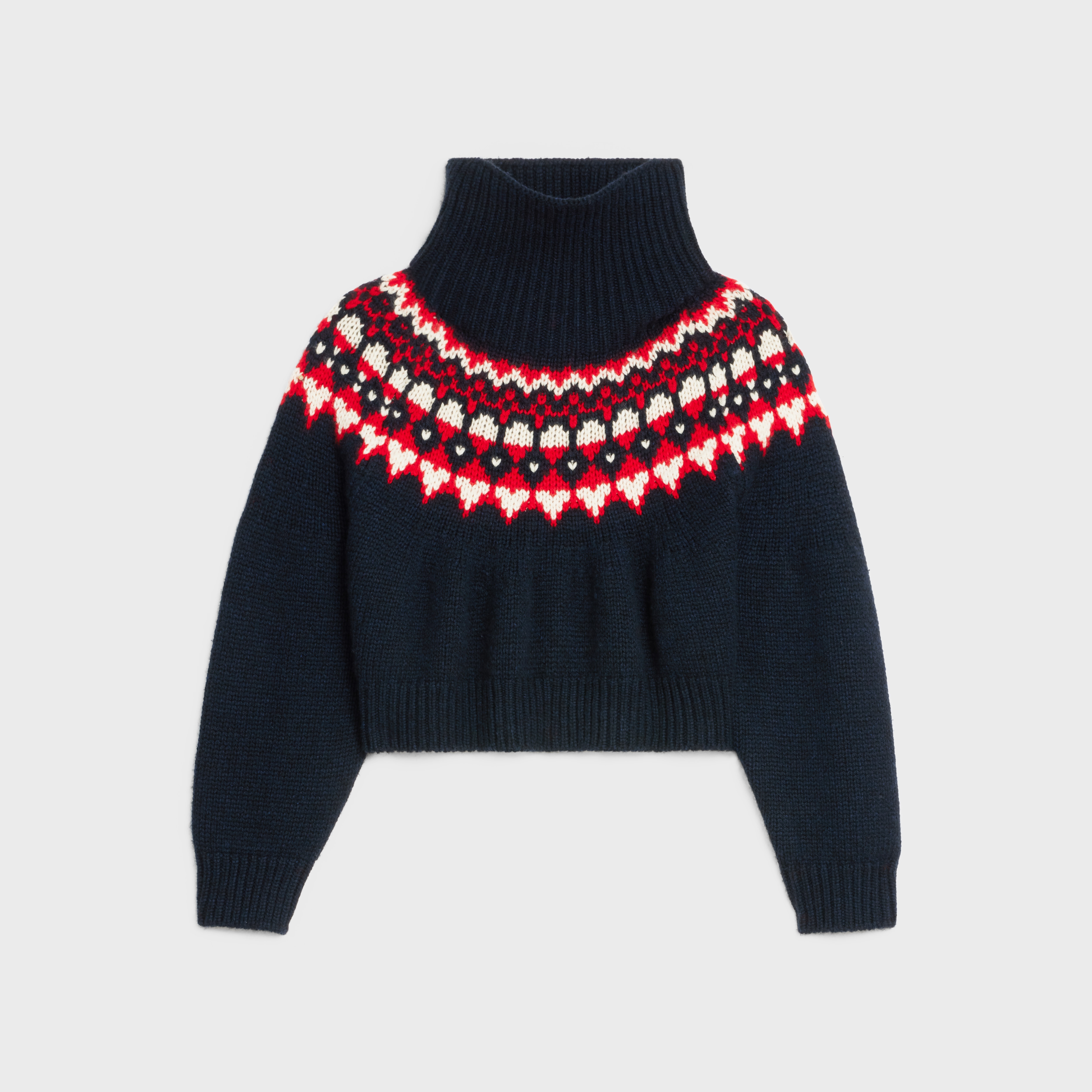 HIGH-NECK SWEATER IN FAIR ISLE CASHMERE - 1