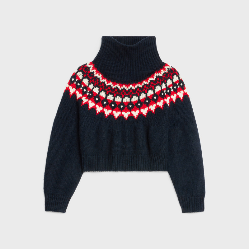 HIGH-NECK SWEATER IN FAIR ISLE CASHMERE 1
