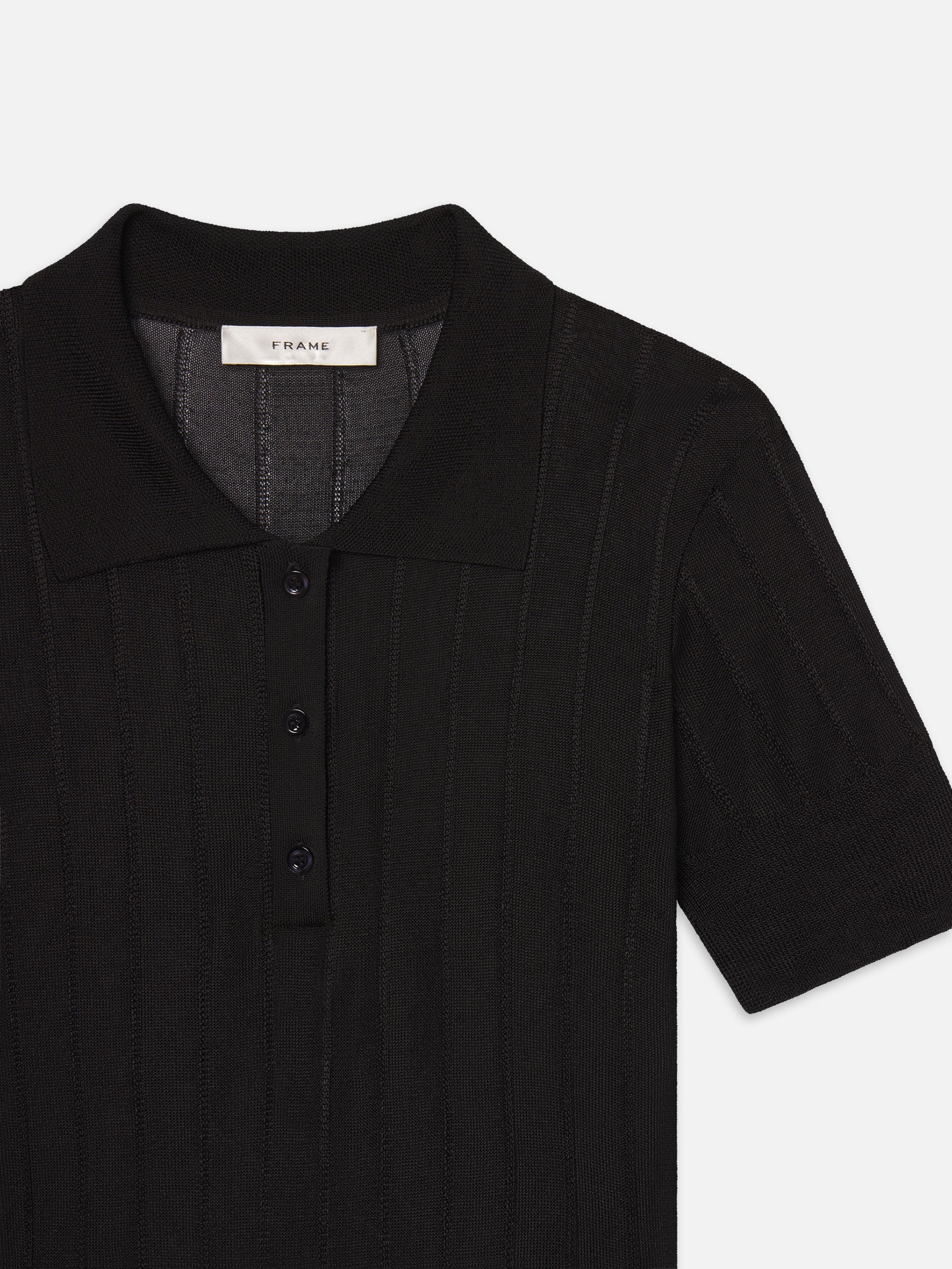 The Ribbed Polo in Black - 4