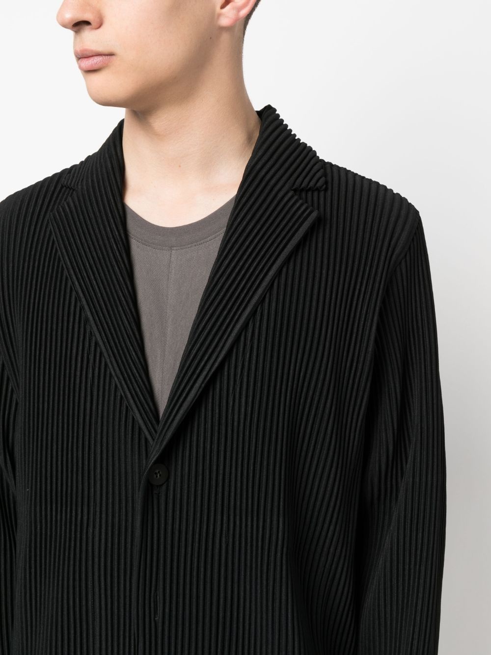plissé single-breasted blazer - 5